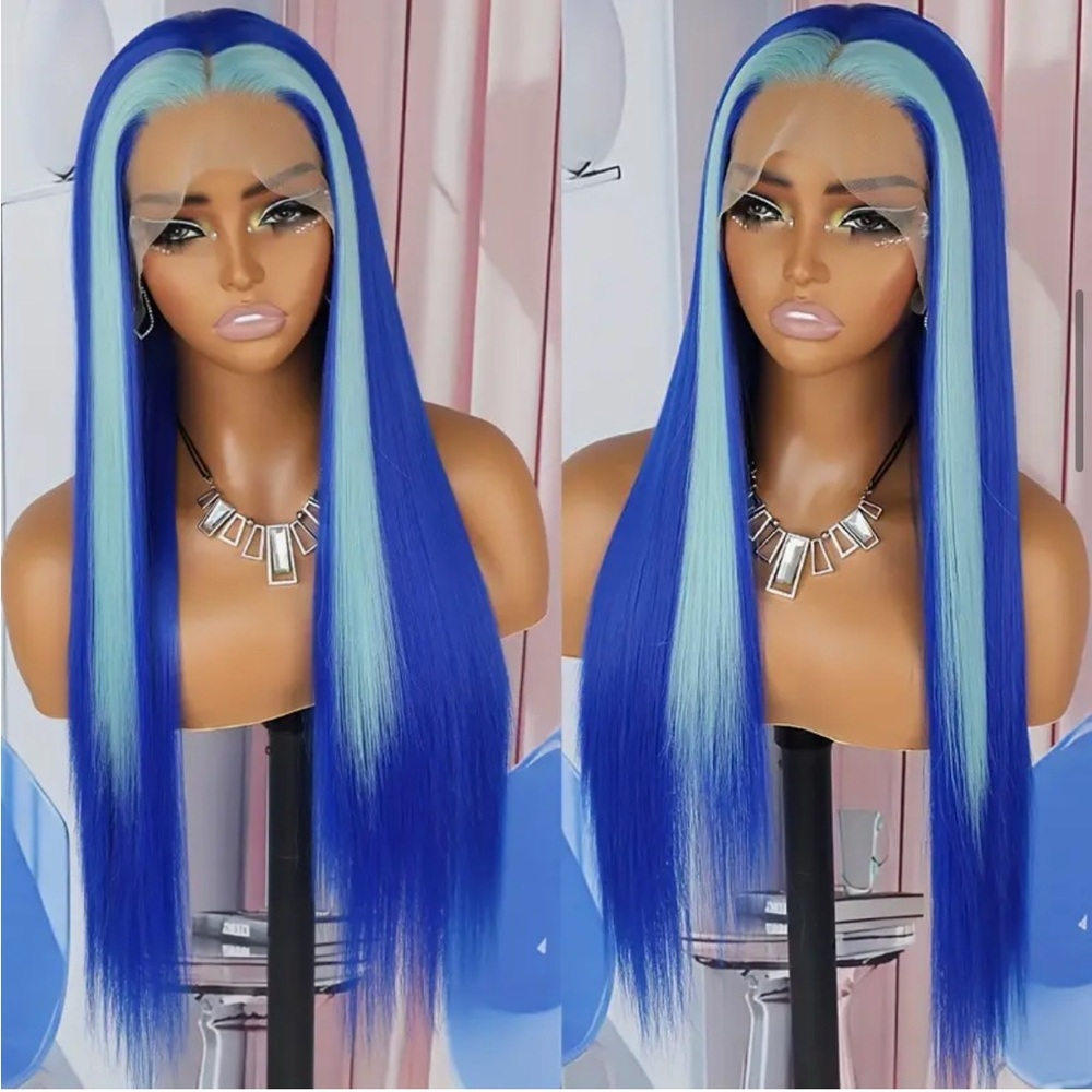 Blue and Light Blue Women's Hair Wig - Picture 1 of 6